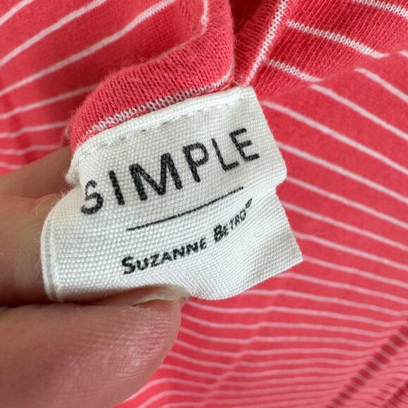 Simple Suzanne Betro Pink White Striped Cap Sleeve Criss Cross Back Shirt Sz 3X - Picture 6 of 6